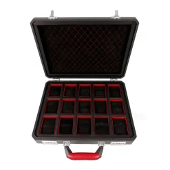 TecknoMonster - Cavok Watchcase - 15 Watches - Briefcase in Opaque Carbon Fiber and Leather - Red - Luxury Collection - Avvenice