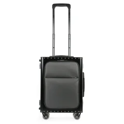 TecknoMonster - Kronos L Flap TecknoMonster - Black - Aeronautical Titanium and Carbon Trolley Suitcase - Avvenice