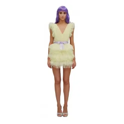 Teen Idol - Orione Tulle Mini Dress with Shoulders - Yellow - Dresses - Teen-Ager - Luxury Exclusive Collection - Avvenice