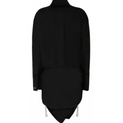 The Attico - Black Asymmetric Hem Cotton Shirt Dress - The Attico Exclusive Luxury Collection - Avvenice