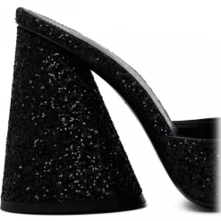 The Attico - Black Calf Leather Luz Mule - The Attico Exclusive Luxury Collection - Avvenice