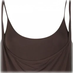 The Attico - Dark Brown Layered Midi Dress - The Attico Exclusive Luxury Collection - Avvenice