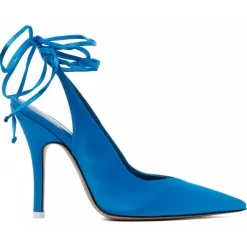 The Attico - Turquoise Fabric and Leather Ankle Tied Pumps - The Attico Exclusive Luxury Collection - Avvenice
