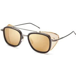 Thom Browne - Black & Gold Mesh Side Sunglasses - Thom Browne Eyewear - Avvenice