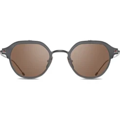 Thom Browne - Black Iron & White Gold Sunglasses - Thom Browne Eyewear - Avvenice
