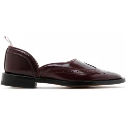 Thom Browne - Burgundy Calf Leather Slip On Brogues - Thom Browne Exclusive Luxury Collection - Avvenice