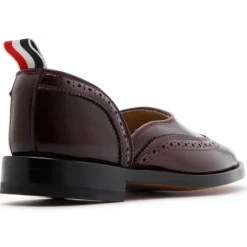 Thom Browne - Burgundy Calf Leather Slip On Brogues - Thom Browne Exclusive Luxury Collection - Avvenice