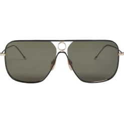 Thom Browne - Gold Rectangular Sunglasses - Thom Browne Eyewear - Avvenice