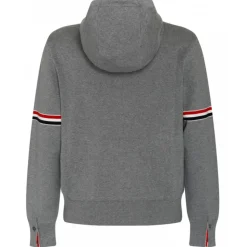 Thom Browne - Grey Striped Zip Up Hoodie - Thom Browne Exclusive Luxury Collection - Avvenice