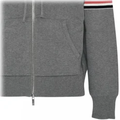 Thom Browne - Grey Striped Zip Up Hoodie - Thom Browne Exclusive Luxury Collection - Avvenice