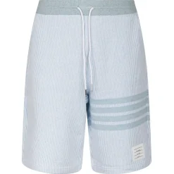 Thom Browne - Light Blue 4-Bar Striped Shorts - Thom Browne Exclusive Luxury Collection - Avvenice