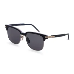 Thom Browne - Matte Black Sunglasses With Red, White And Blue Frame - Thom Browne Eyewear - Avvenice