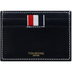 Thom Browne - Navy RWB Tab Leather Cardholder - Thom Browne Exclusive Luxury Collection - Avvenice