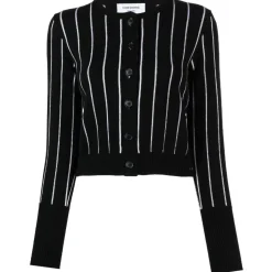 Thom Browne - Pinstripe Jacquard Cropped Crew Neck Cardigan - Thom Browne Exclusive Luxury Collection - Avvenice
