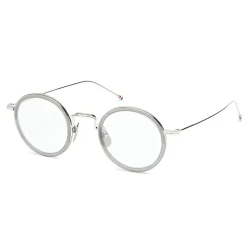 Thom Browne - Round Satin Crystal Grey Optical Glasses - Thom Browne Eyewear - Avvenice