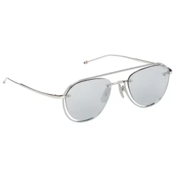 Thom Browne - Silver Aviator Sunglasses - Thom Browne Eyewear - Avvenice