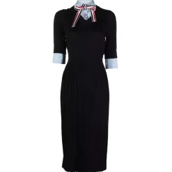 Thom Browne - V Neck Pleated Botton Dress Combo - Thom Browne Exclusive Luxury Collection - Avvenice