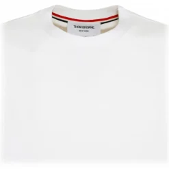 Thom Browne - White Cotton Tri Colour Striped Knit T-Shirt - Thom Browne Exclusive Luxury Collection - Avvenice