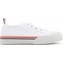 Thom Browne - White Cotton Stripe Trim Sneakers - Thom Browne Exclusive Luxury Collection - Avvenice