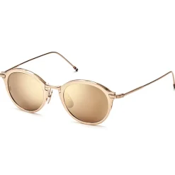 Thom Browne - White Gold & Dark Brown Sunglasses - Thom Browne Eyewear - Avvenice
