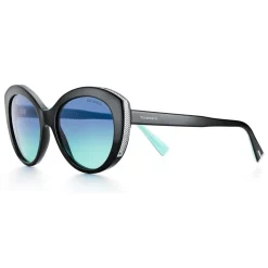 Tiffany & Co. - Cat Eye Sunglasses - Black Silver Blue - Tiffany Diamond Point Collection - Tiffany & Co. Eyewear - Avvenice