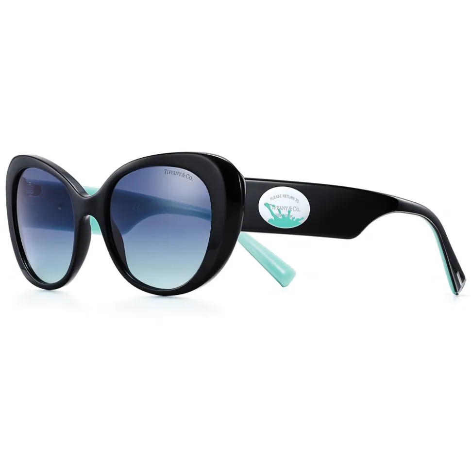 Tiffany & Co. - Color Splash Oval Sunglasses - Black Tiffany Blue - Return to Tiffany Collection - Tiffany & Co. Eyewear - Avvenice
