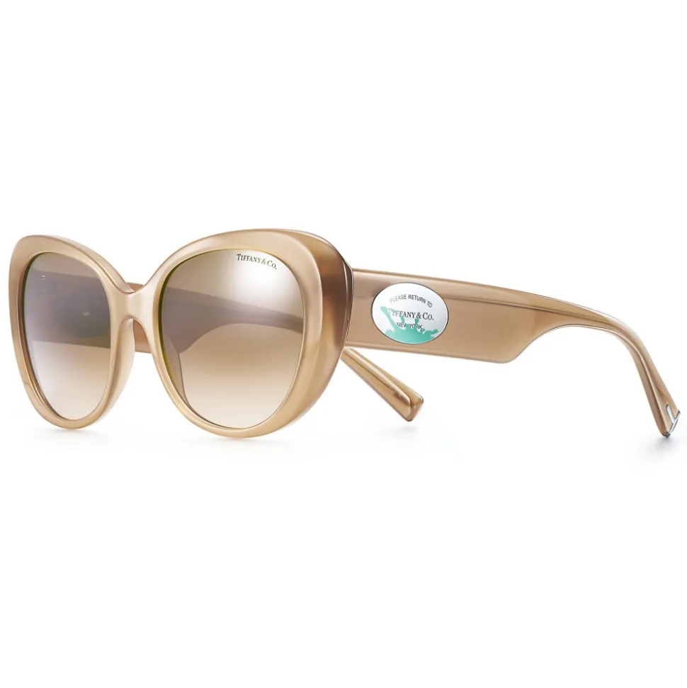 Tiffany & Co. - Color Splash Oval Sunglasses - Opal Beige Brown - Return to Tiffany Collection - Tiffany & Co. Eyewear - Avvenice