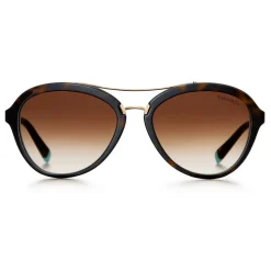Tiffany & Co. - Pilot Sunglasses - Tortoise Blue Gold Brown - Tiffany T Collection - Tiffany & Co. Eyewear - Avvenice