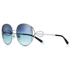 Tiffany & Co. - Rectangular Sunglasses - Silver Gray Tiffany Blue - Tiffany Infinity Collection - Tiffany & Co. Eyewear - Avvenice