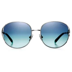 Tiffany & Co. - Rectangular Sunglasses - Silver Gray Tiffany Blue - Tiffany Infinity Collection - Tiffany & Co. Eyewear - Avvenice