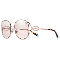 Tiffany & Co. - Rectangular Sunglasses - Rose Gold Tortoise Tiffany Blue - Tiffany Infinity Collection - Tiffany & Co. Eyewear - Avvenice