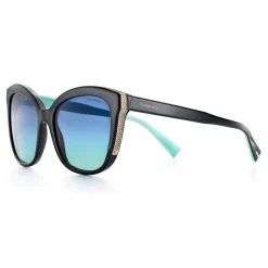 Tiffany & Co. - Square Sunglasses - Black Pale Gold Blue - Tiffany Diamond Point Collection - Tiffany & Co. Eyewear - Avvenice