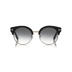 Tom Ford - Alissa Sunglasses - Round Acetate and Metal Sunglasses - Black - FT0608 - Sunglasses - Tom Ford Eyewear - Avvenice