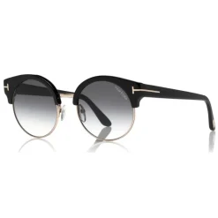 Tom Ford - Alissa Sunglasses - Round Acetate and Metal Sunglasses - Black - FT0608 - Sunglasses - Tom Ford Eyewear - Avvenice
