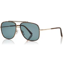 Tom Ford - Benton Sunglasses - Navigator Style Sunglasses - Rose Gold Blue - FT0693 - Sunglasses - Tom Ford Eyewear - Avvenice