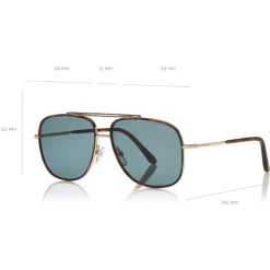 Tom Ford - Benton Sunglasses - Navigator Style Sunglasses - Rose Gold Blue - FT0693 - Sunglasses - Tom Ford Eyewear - Avvenice