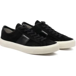 Tom Ford - Black and Cream Logo Patch Sneakers - Tom Ford Exclusive Luxury Collection - Avvenice