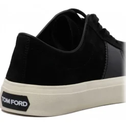 Tom Ford - Black and Cream Logo Patch Sneakers - Tom Ford Exclusive Luxury Collection - Avvenice