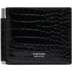 Tom Ford - Black Calf Leather in Cocco Print Effect - Tom Ford Exclusive Luxury Collection - Avvenice