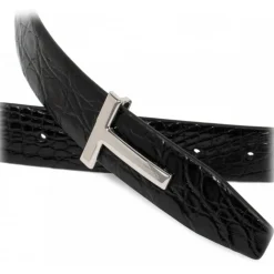 Tom Ford - Black Crocodile Effect Belt - Tom Ford Exclusive Luxury Collection - Avvenice