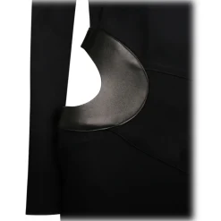 Tom Ford - Black Leather Cut Out Long Sleeved Dress - Tom Ford Exclusive Luxury Collection - Avvenice