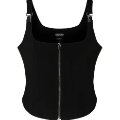 Tom Ford - Black Stretch Silk Corset Top - Tom Ford Exclusive Luxury Collection - Avvenice