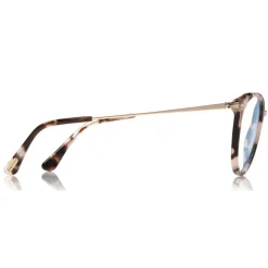 Tom Ford - Block Optical Glasses - Round Metal Optical Glasses - Light Havana - FT5640-B - Optical Glasses - Tom Ford Eyewear - Avvenice