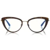 Tom Ford - Block Optical Glasses - Cat-Eye Metal Optical Glasses - Dark Havana- FT5580-B - Optical Glasses - Tom Ford Eyewear - Avvenice