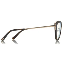 Tom Ford - Block Optical Glasses - Cat-Eye Metal Optical Glasses - Dark Havana- FT5580-B - Optical Glasses - Tom Ford Eyewear - Avvenice