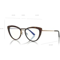 Tom Ford - Block Optical Glasses - Cat-Eye Metal Optical Glasses - Dark Havana- FT5580-B - Optical Glasses - Tom Ford Eyewear - Avvenice