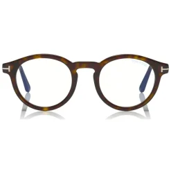 Tom Ford - Blue Block Optical Glasses - Round Optical Glasses - Dark Havana - FT5529-B - Optical Glasses - Tom Ford Eyewear - Avvenice