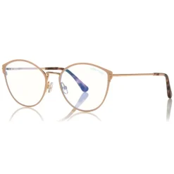 Tom Ford - Blue Block Optical Glasses - Round Metal Optical Glasses - Pink - FT5573-B - Optical Glasses - Tom Ford Eyewear - Avvenice