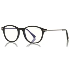 Tom Ford - Blue Block Optical Glasses - Round Acetate Optical Glasses - Black - FT5553-B - Optical Glasses - Tom Ford Eyewear - Avvenice