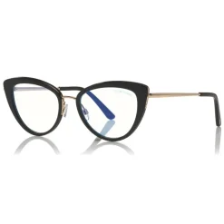Tom Ford - Blue Block Optical Glasses - Cat-Eye Metal Optical Glasses - Black - FT5580-B - Optical Glasses - Tom Ford Eyewear - Avvenice